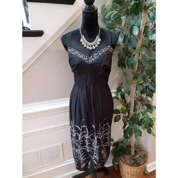 Lane Bryant Knee Length Dress Women's 16 Black Geo Print Sleeveless V Neck Lined - Picture 1 of 12